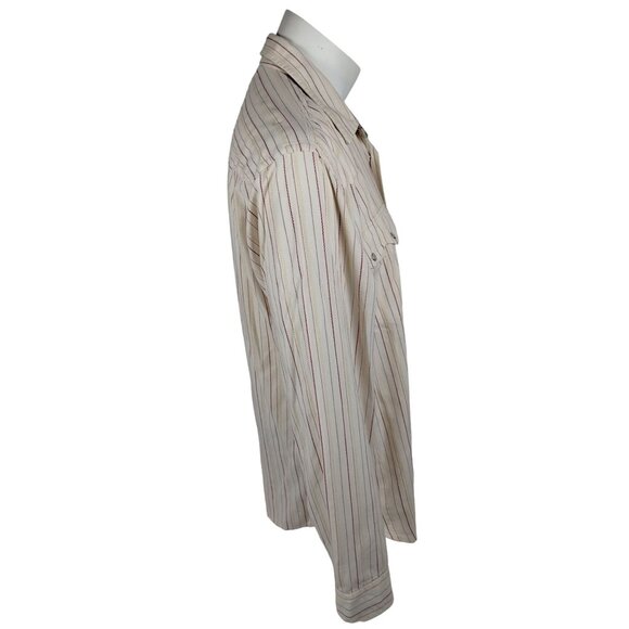 Tommy Jeans Mens XL Off White Beige Long Sleeve Button Down Pearl Snaps Western - Picture 6 of 14